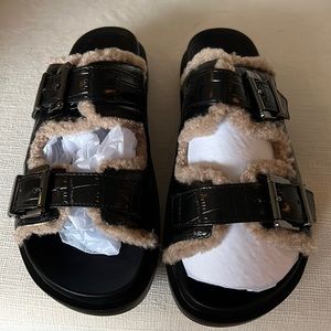 New in box and never worn Aerosoles Olivia Black Croco slides.